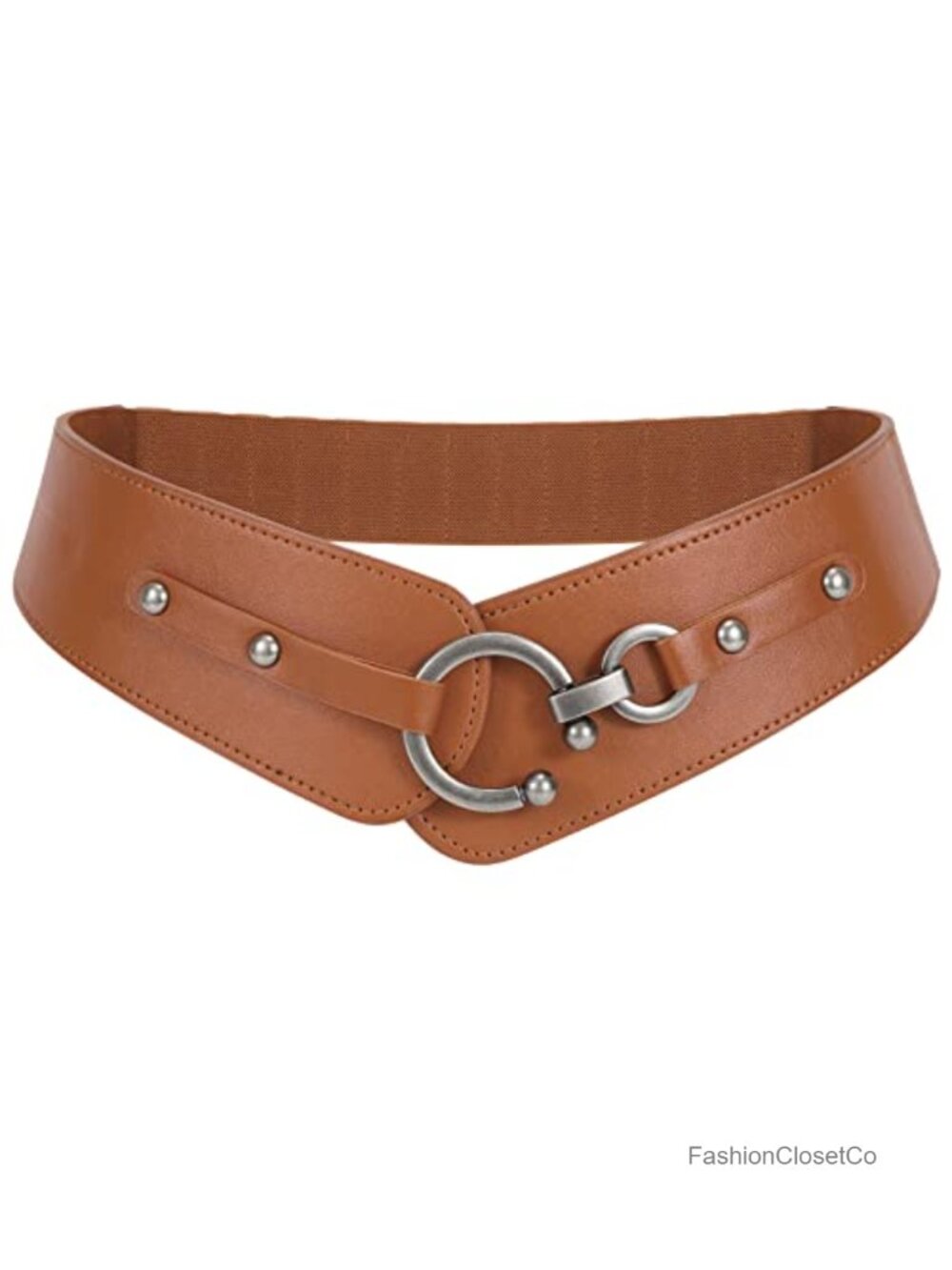 Women's Vintage Wide Elastic Stretch Belt with Interlock Buckle for Dress